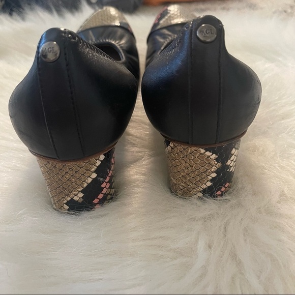 ATTILIO Giusti Leombruni AGL black snake print heels - Picture 3 of 6